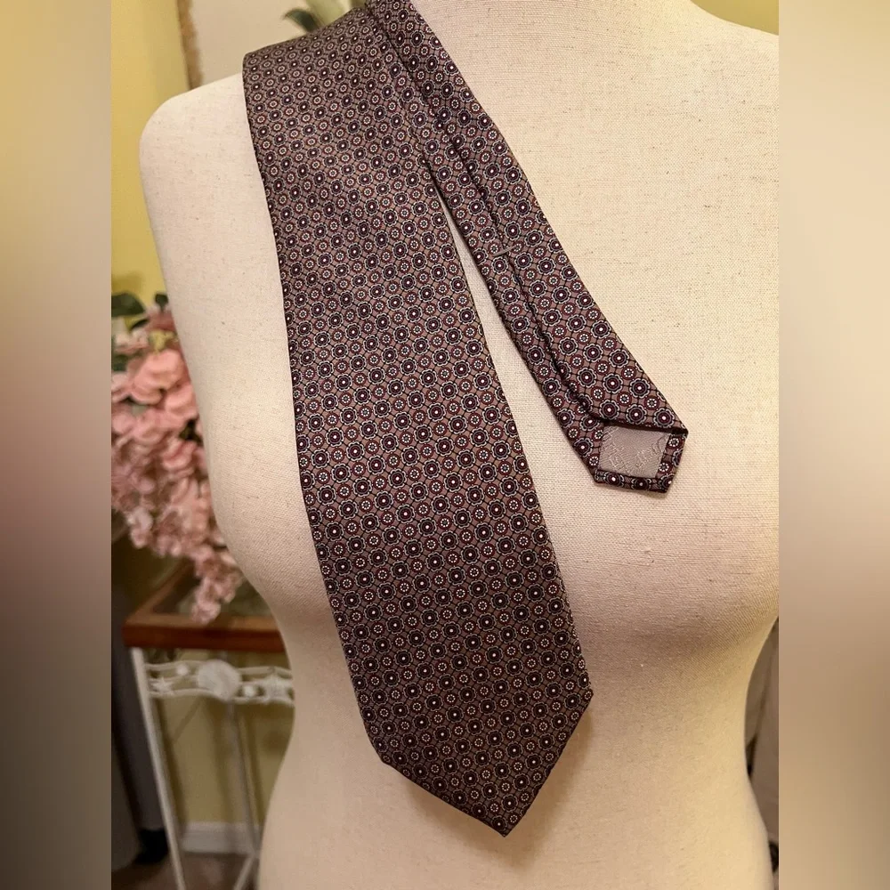 Christian Dior Men's Silk Tie - Gray and Navy EUC Vintage